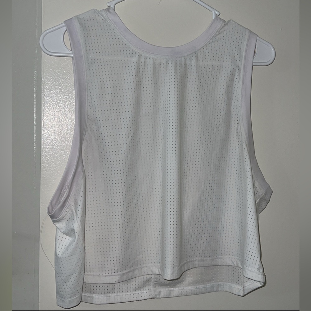 White Sleeveless Mesh Top